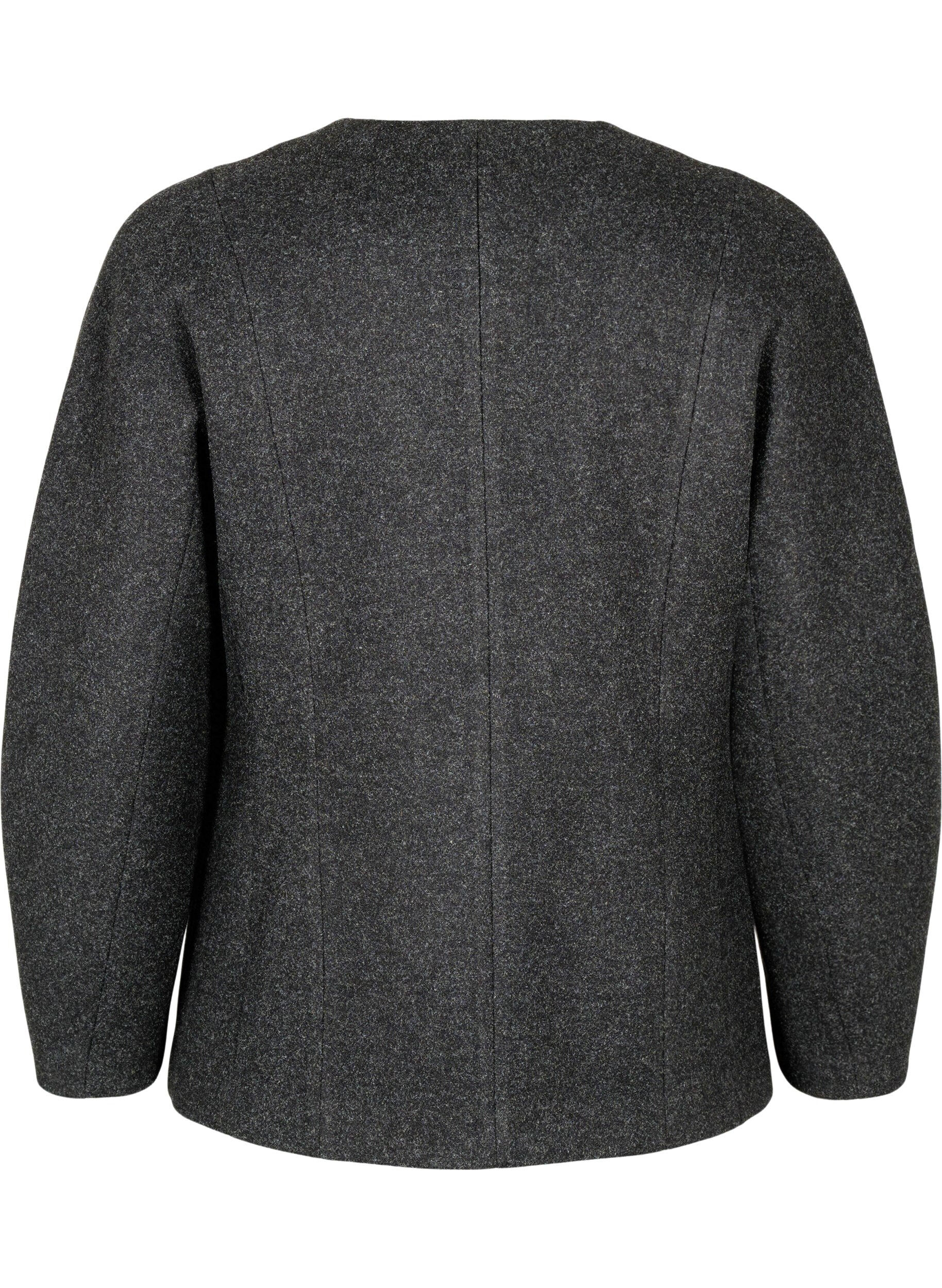 Zizzi Blazer ajust&eacute;, Dark Grey Melange, Packshot image number 1