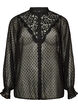 Hemdbluse mit Spitzeneinsatz und Punktemuster, Schwarz, Packshot image number 0