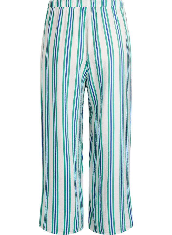 Gestreifte Hose mit hoher Taille und weiten Beinen, Vanille, Packshot image number 1