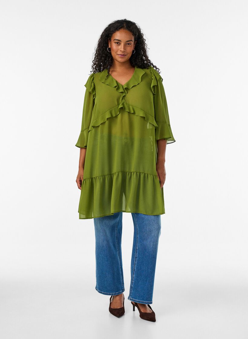 Look romantique vert de tous les jours, , Model