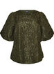 Jacquardbluse mit Puff&auml;rmeln und A-Linien-Form, Gr&uuml;n, Packshot image number 0