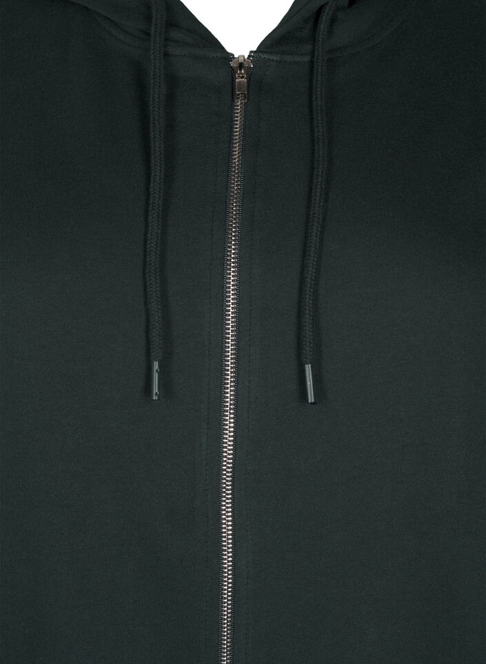 Cardigan &agrave; capuche en coton molletonn&eacute;, Vert fonc&eacute;, Packshot image number 2