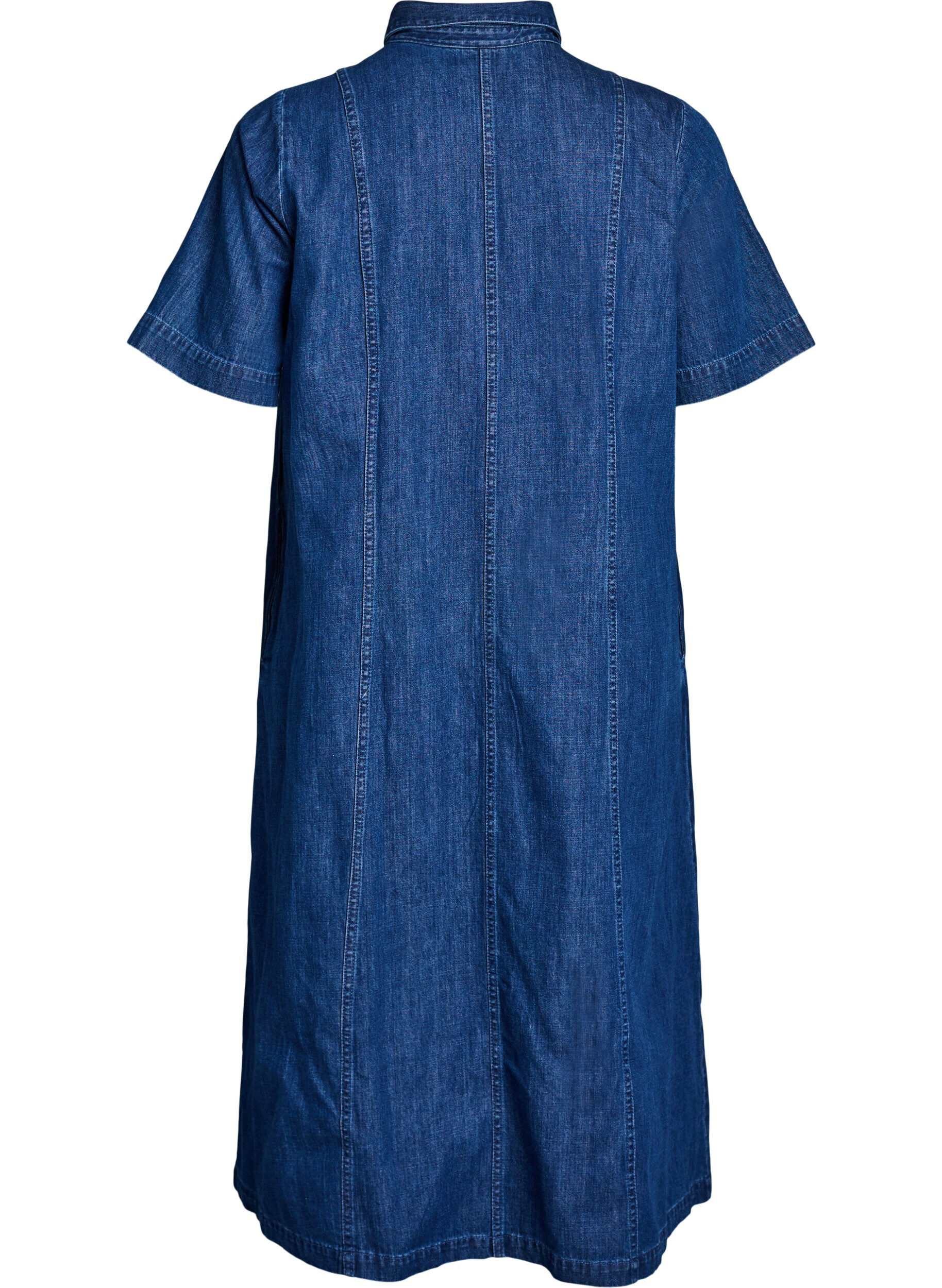 Zizzi Robe-chemise en denim mi-longue, Bleu, Packshot image number 1