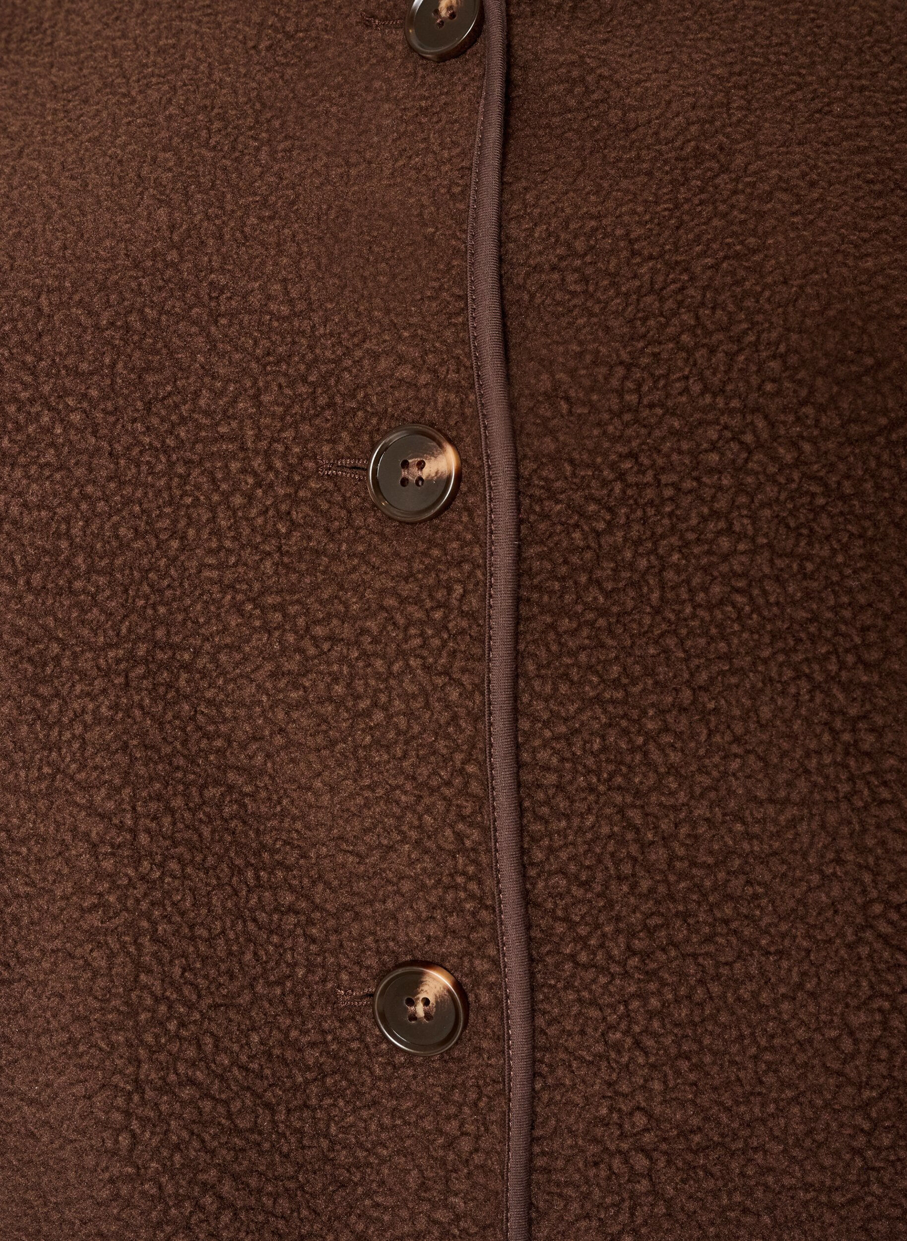 ZizziVeste teddy &agrave; col rond boutonn&eacute;e, Marron, Packshot image number 2