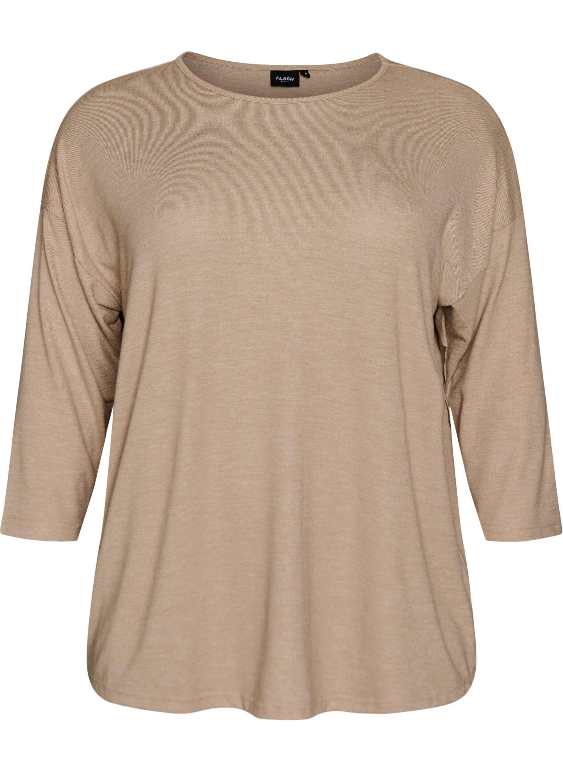Zizzi Blouse en jersey avec manches 3/4, Beige, Packshot image number 0