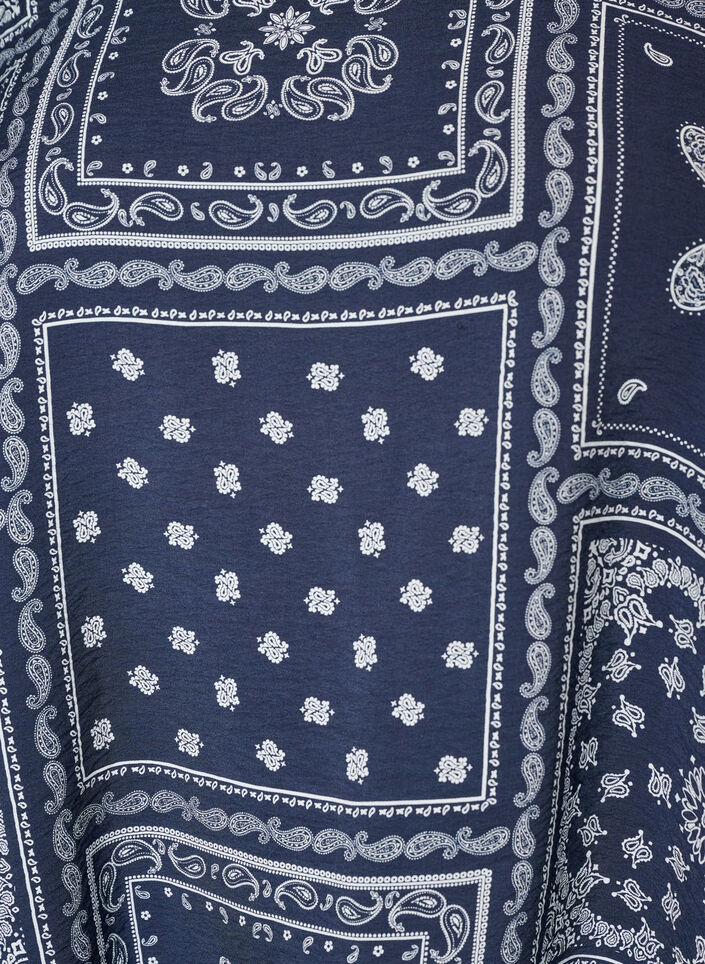 Blouse en viscose &agrave; imprim&eacute; cachemire et manches ballon, Bleu, Packshot image number 2