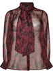 Chemisier transparent avec motif floral et d&eacute;tail &agrave; nouer, Bordeaux fonc&eacute;, Packshot image number 0