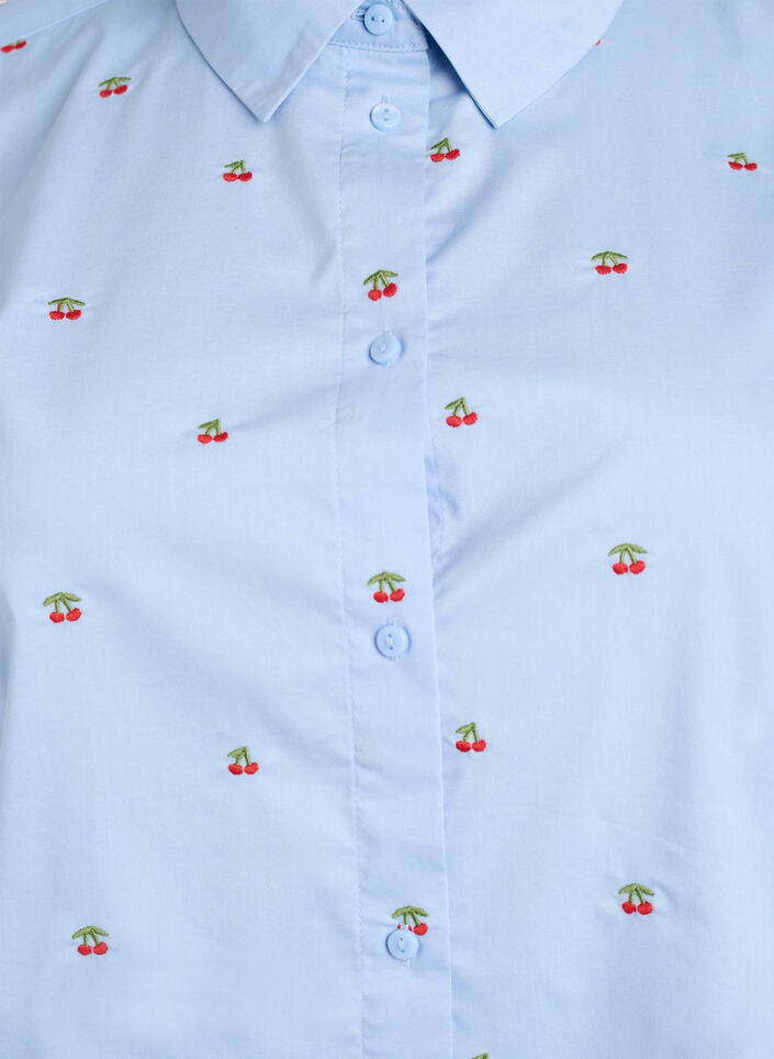 Chemise avec cerises brod&eacute;es, Bleu Clair, Packshot image number 2