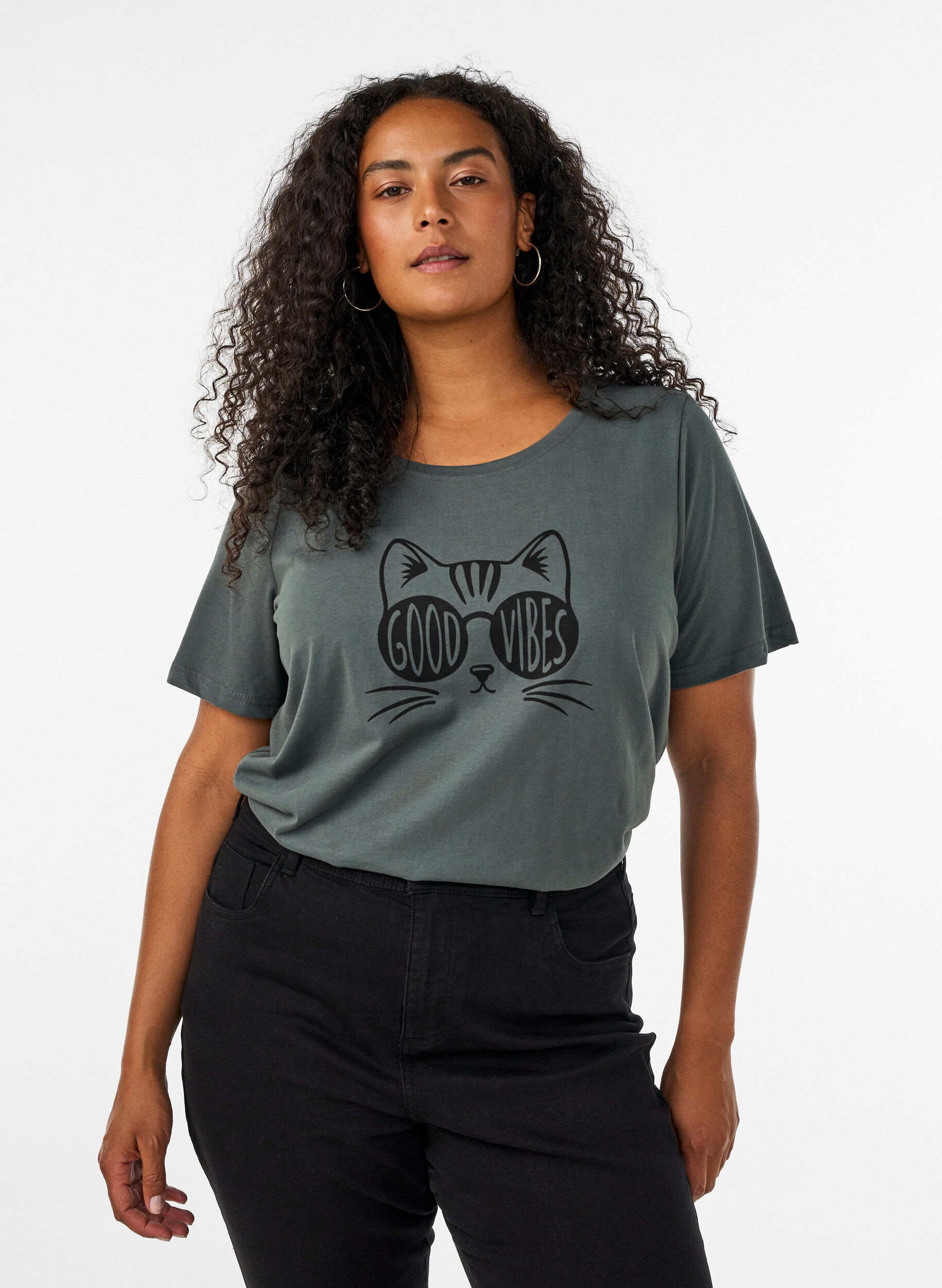 T-Shirt mit Print, Gr&uuml;n, Model