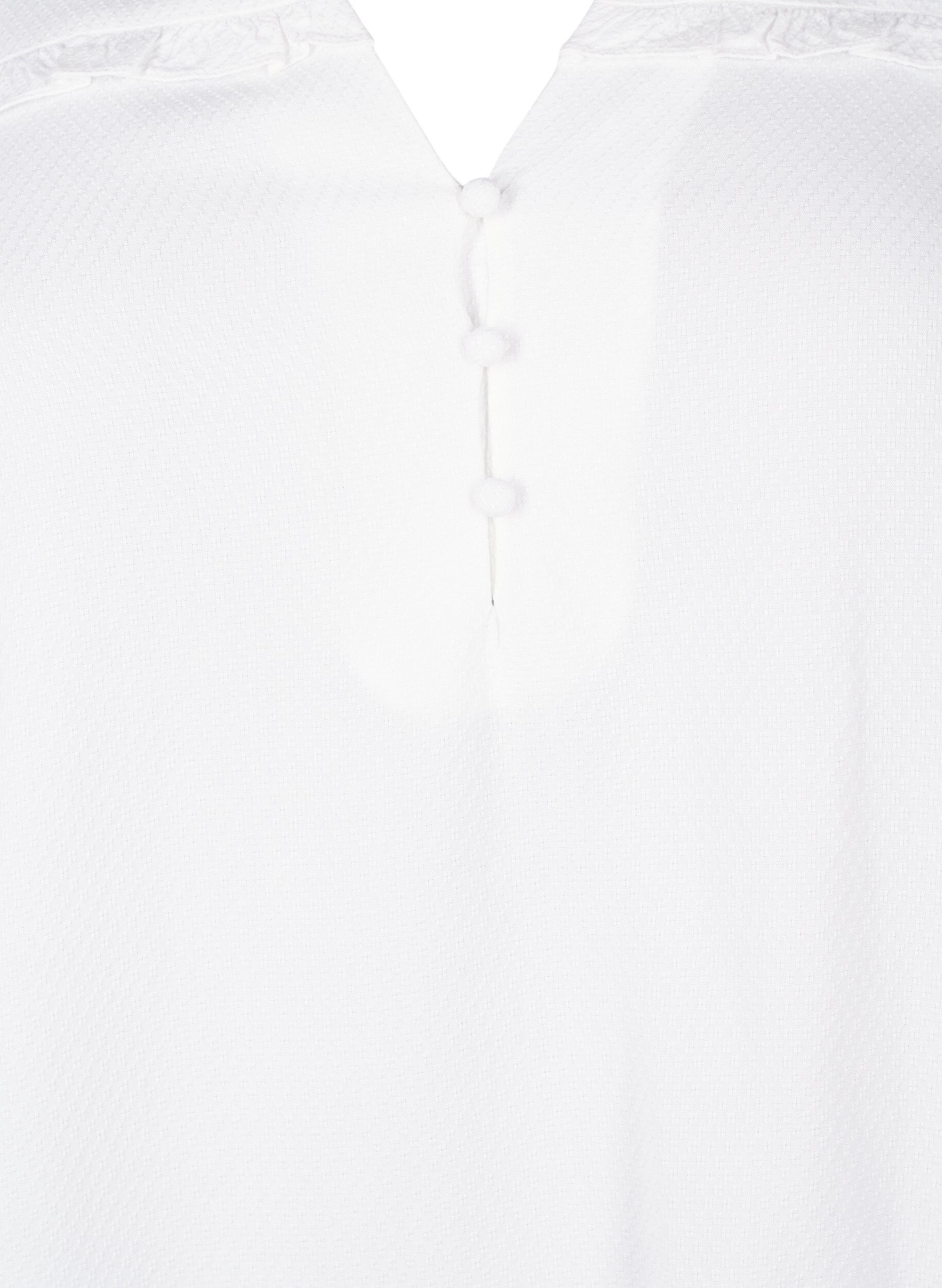 Zizzi  Viskosebluse mit Smok- und R&uuml;schendetail, Bright White, Packshot image number 2