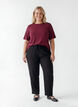 Kurz&auml;rmelige, gewebte Bluse mit Rundhals, Rot, Model image number 1