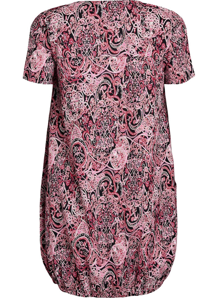 Robe en coton &agrave; manches courtes avec imprim&eacute;, Noir, Packshot image number 1