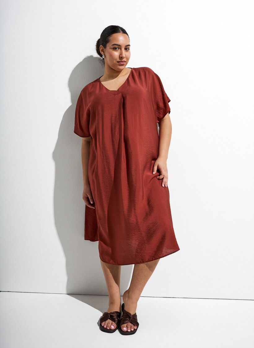 Kleid aus Viskose mit V-Ausschnitt, Rot, Image image number 0