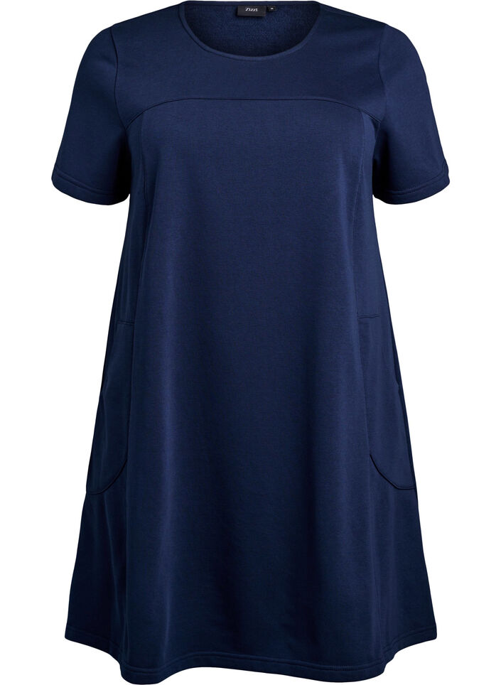 Robe en jersey &agrave; manches courtes et poches, Bleu, Packshot image number 0