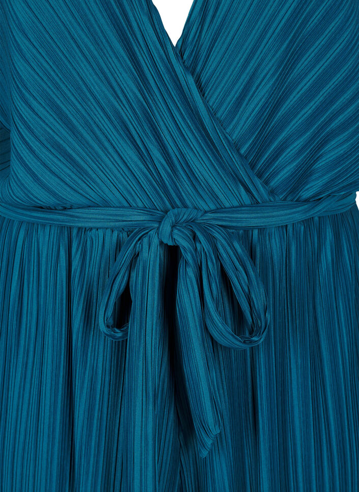 Jumpsuit mit Falten, Bindedetail und weiten Ärmeln, Blau, Packshot image number 2