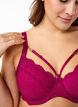 Soutien-gorge enveloppant avec dentelle et détail chaînette, Bordeaux, Model image number 3