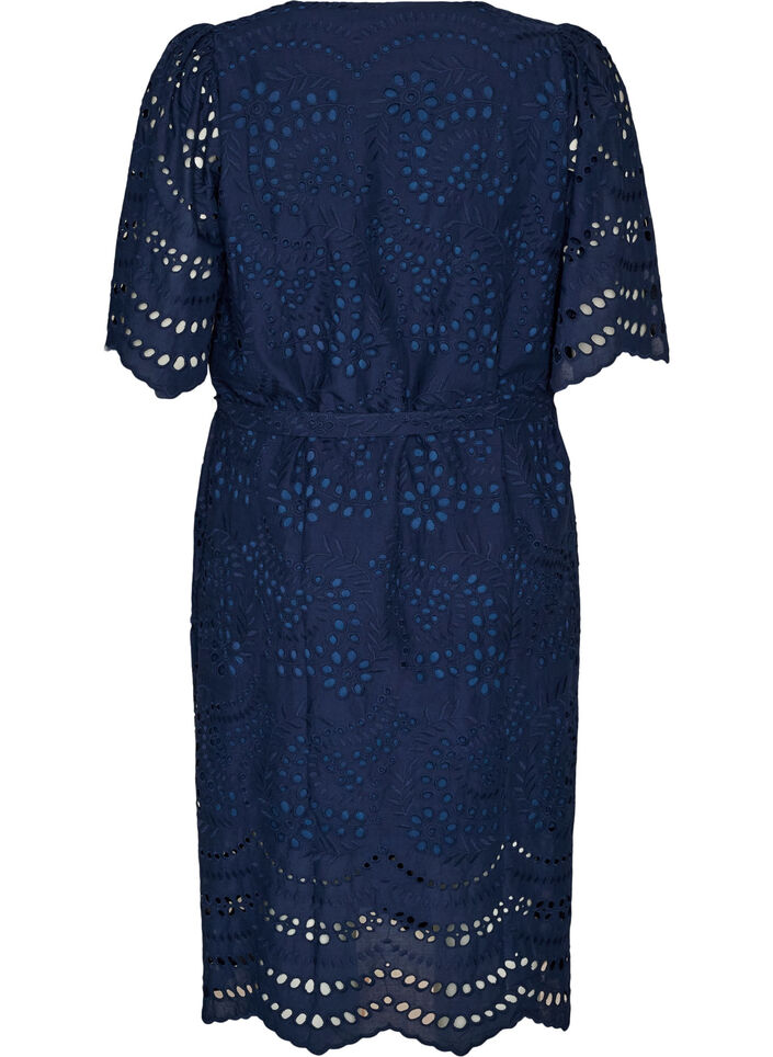 Hemdblusenkleid aus Broderie Anglaise mit Bindeg&uuml;rtel, Blau, Packshot image number 1