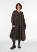 Robe midi &agrave; carreaux avec une jupe &agrave; volants, Marron, Model image number 0