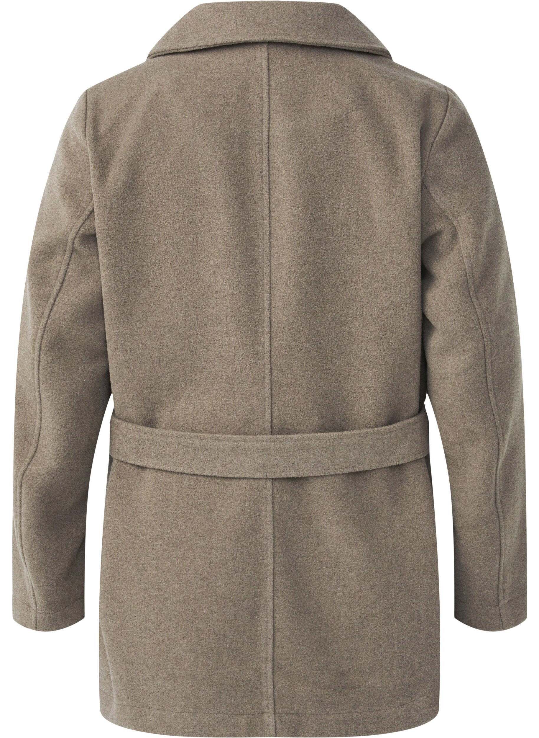 Zizzi Kurze Wolljacke mit G&uuml;rtel, Desert Taupe Mel., Packshot image number 1