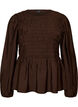 Blouse avec smocks et manches longues, Marron, Packshot image number 0