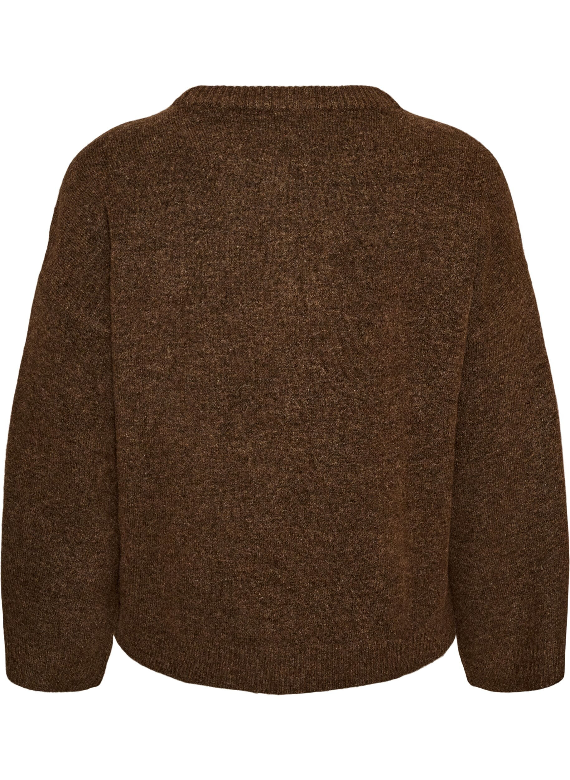 ZizziBlouse ample tricot&eacute;e en alpaga et laine, Marron, Packshot image number 1
