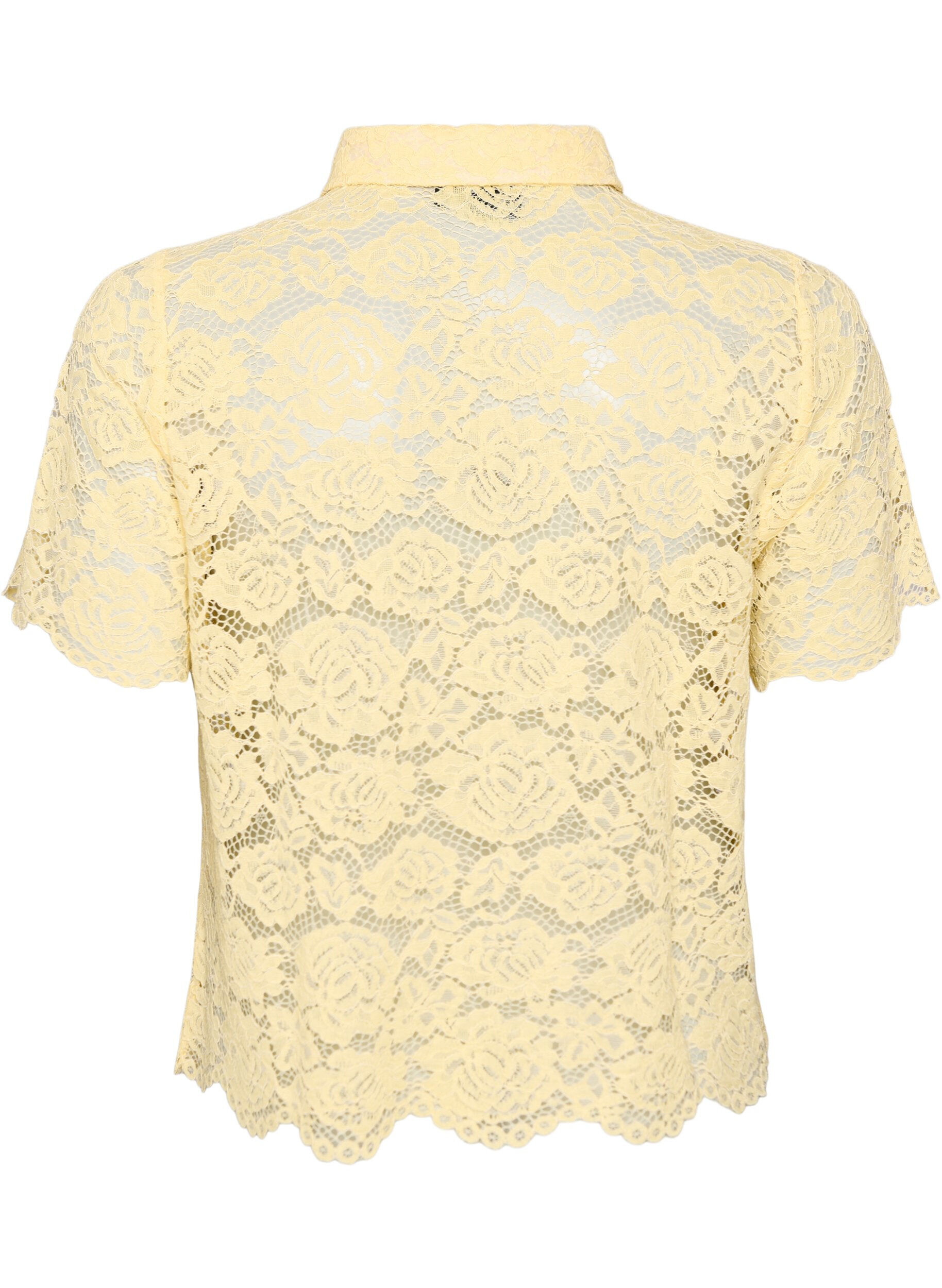 ZizziSpitzen blusenshirt mit perlenkn&ouml;pfen, Gelb, Packshot image number 1