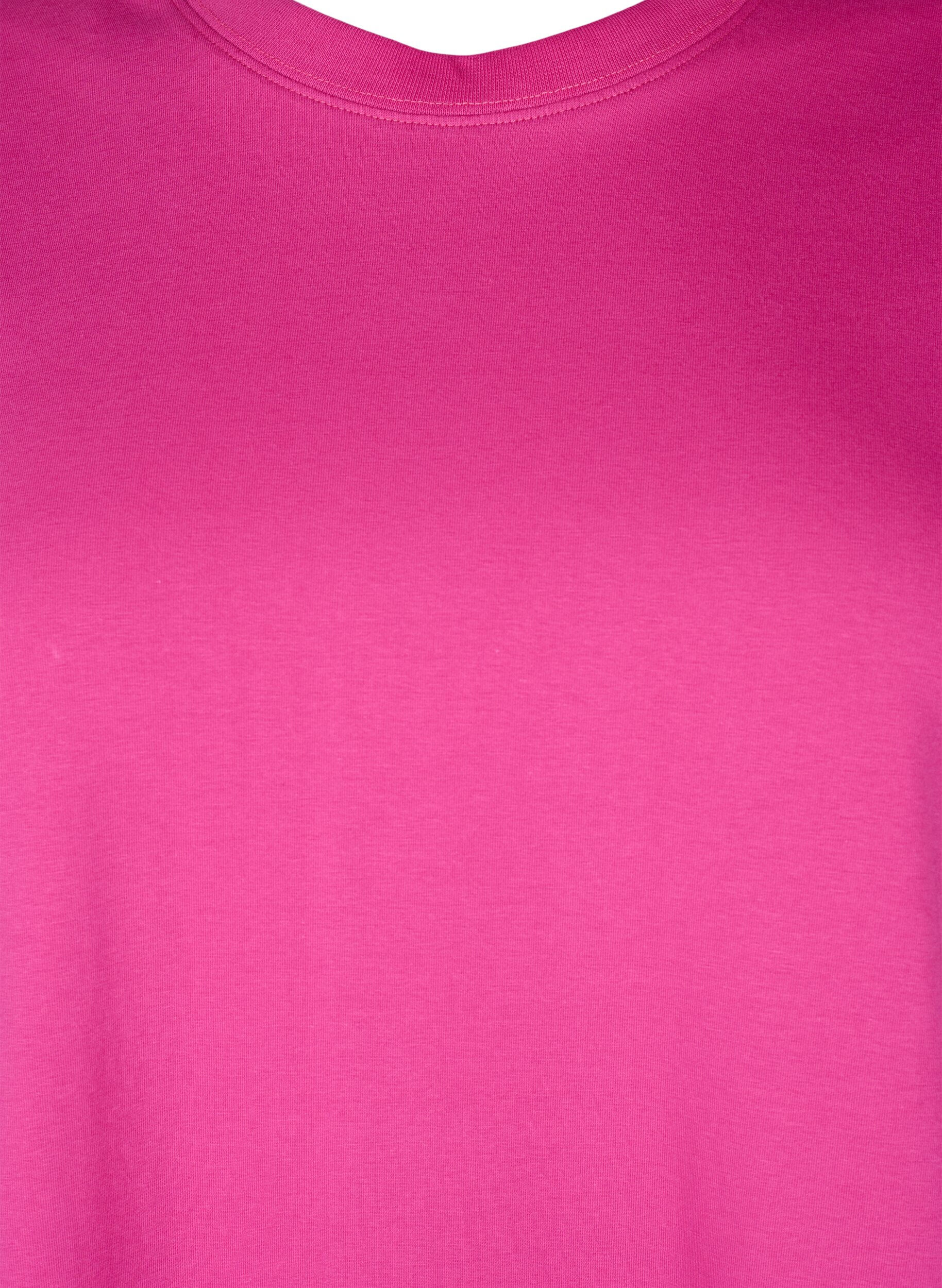 Zizzi T-Shirt aus Bio-Baumwolle mit Rundhalsausschnitt, Raspberry Rose, Packshot image number 2