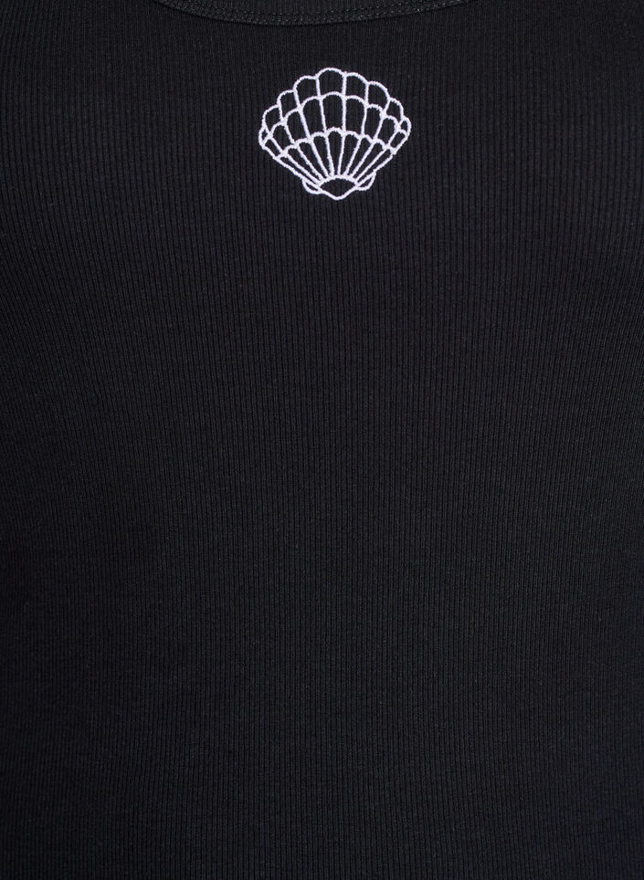 Haut ajust&eacute; avec motif, Noir, Packshot image number 2