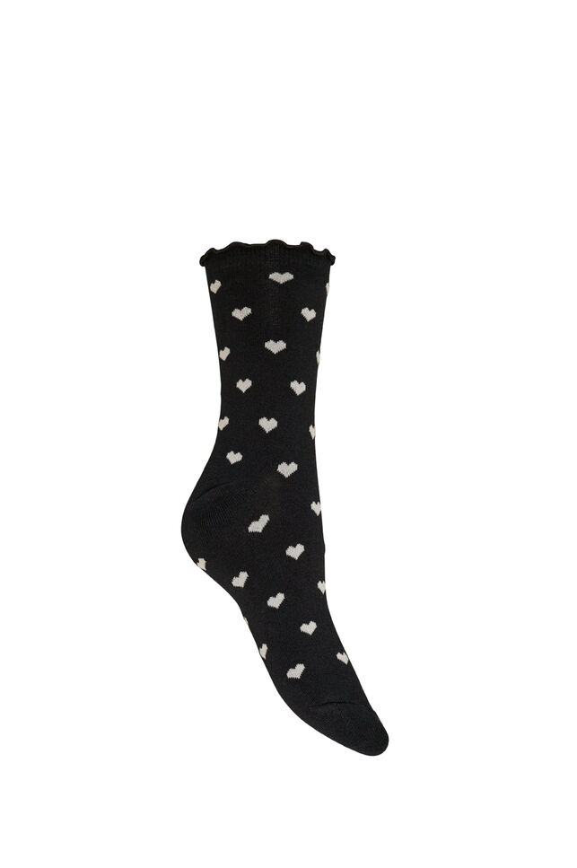 Chaussettes en coton avec des motifs, Noir, Packshot image number 1