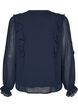 Transparente Bluse mit R&uuml;schen und Bindeband, Blau, Packshot image number 1