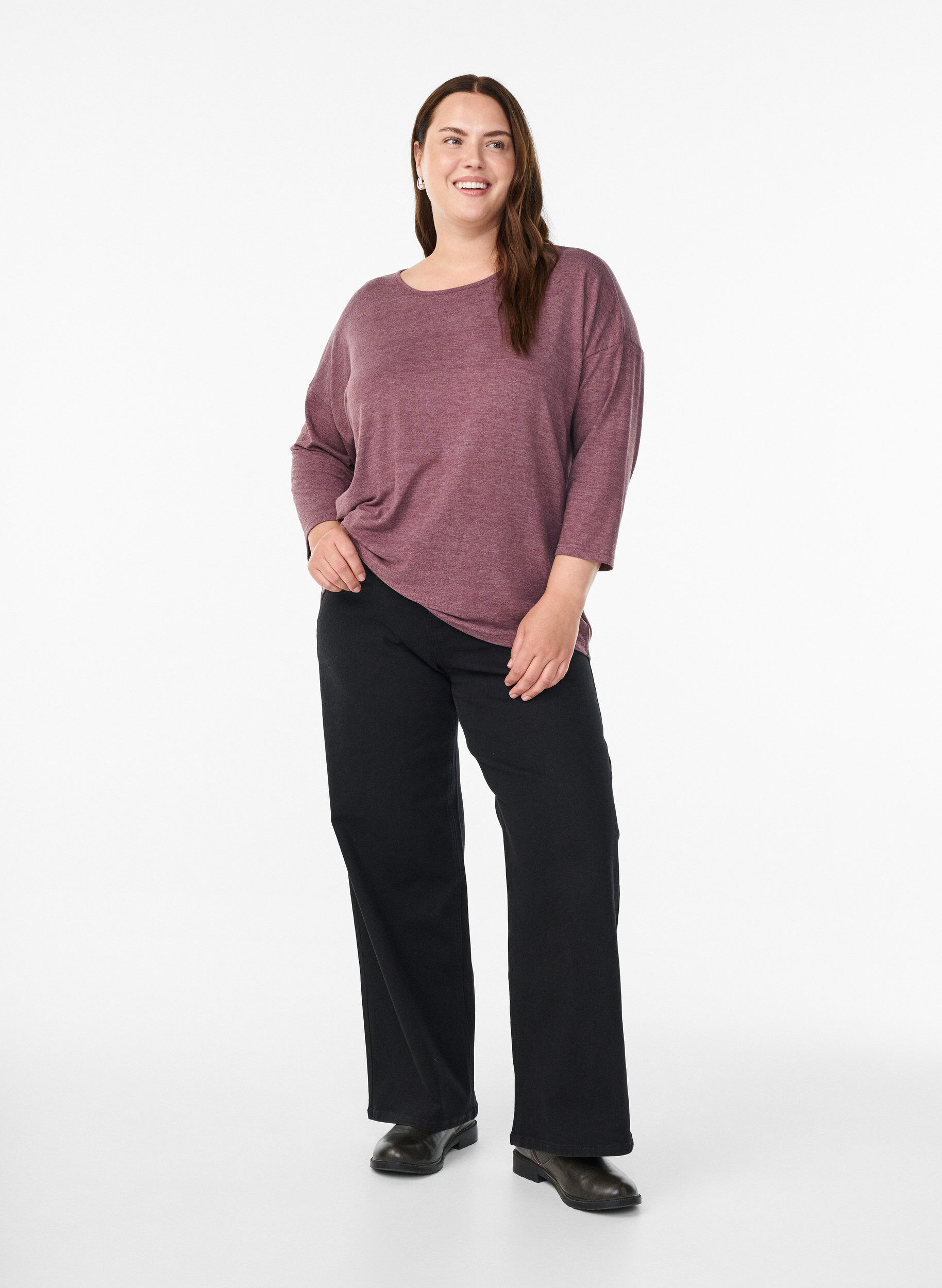 Zizzi Bluse aus Jersey mit 3/4-&Auml;rmeln, Rot, Model image number 1