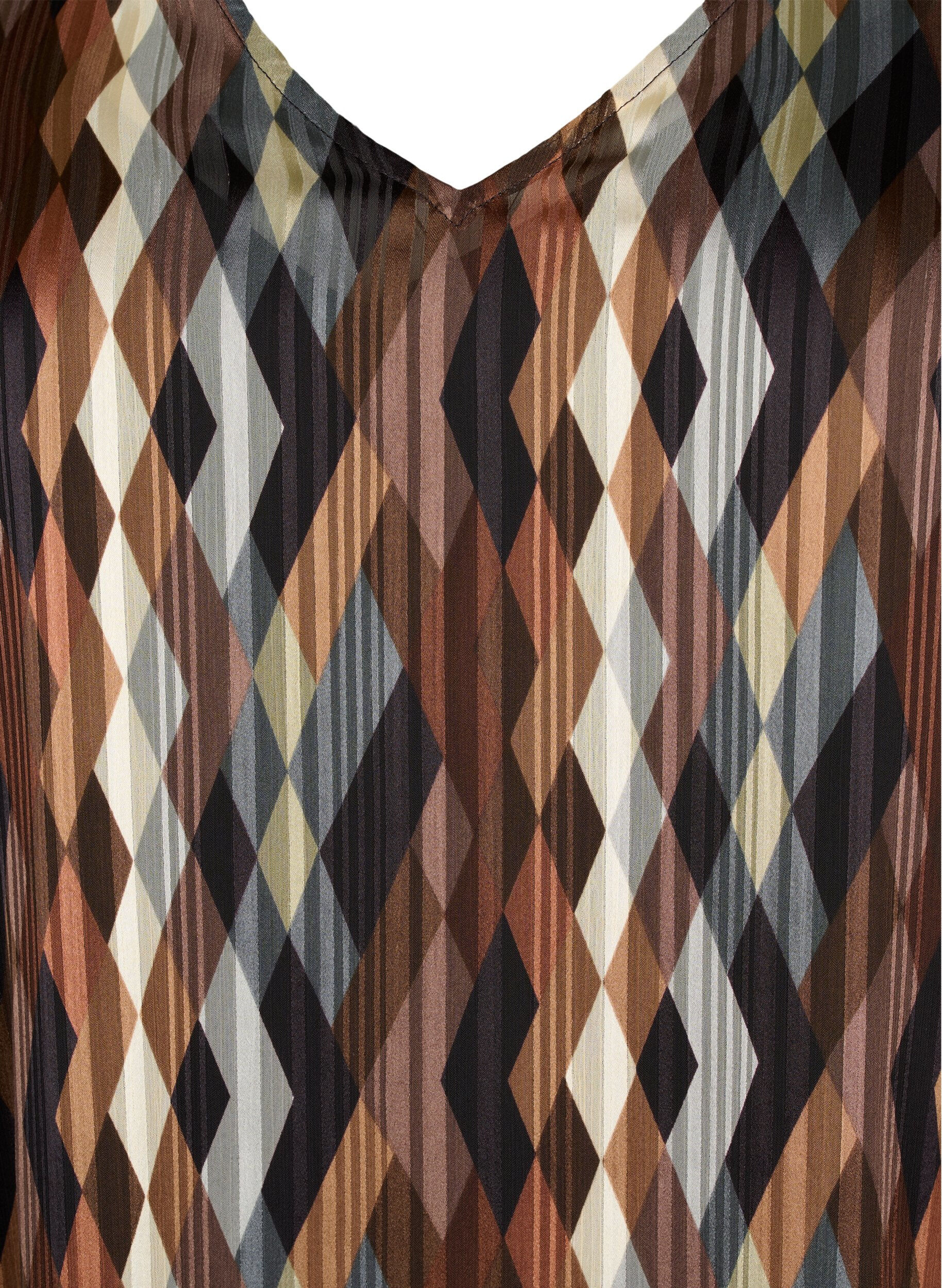Zizzi Lang&auml;rmliges Kleid mit V-Ausschnitt und Druck, Earthy Zig Zag, Packshot image number 2