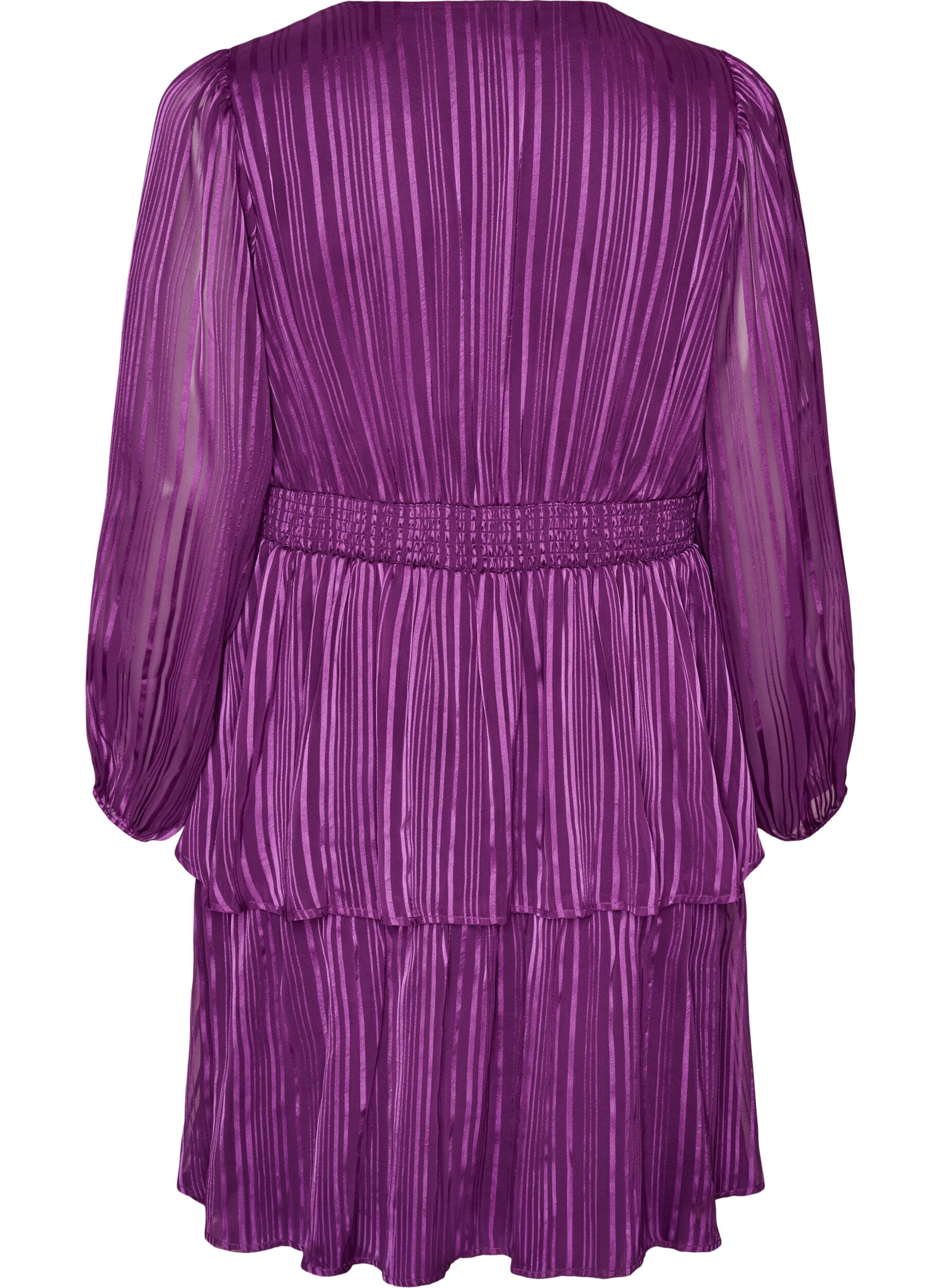 ZizziRobe longueur genou &agrave; rayures transparentes et effet portefeuille, Violet, Packshot image number 1