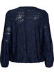 Transparente Bluse mit floraler Struktur und langen &Auml;rmeln, Blau, Packshot image number 1