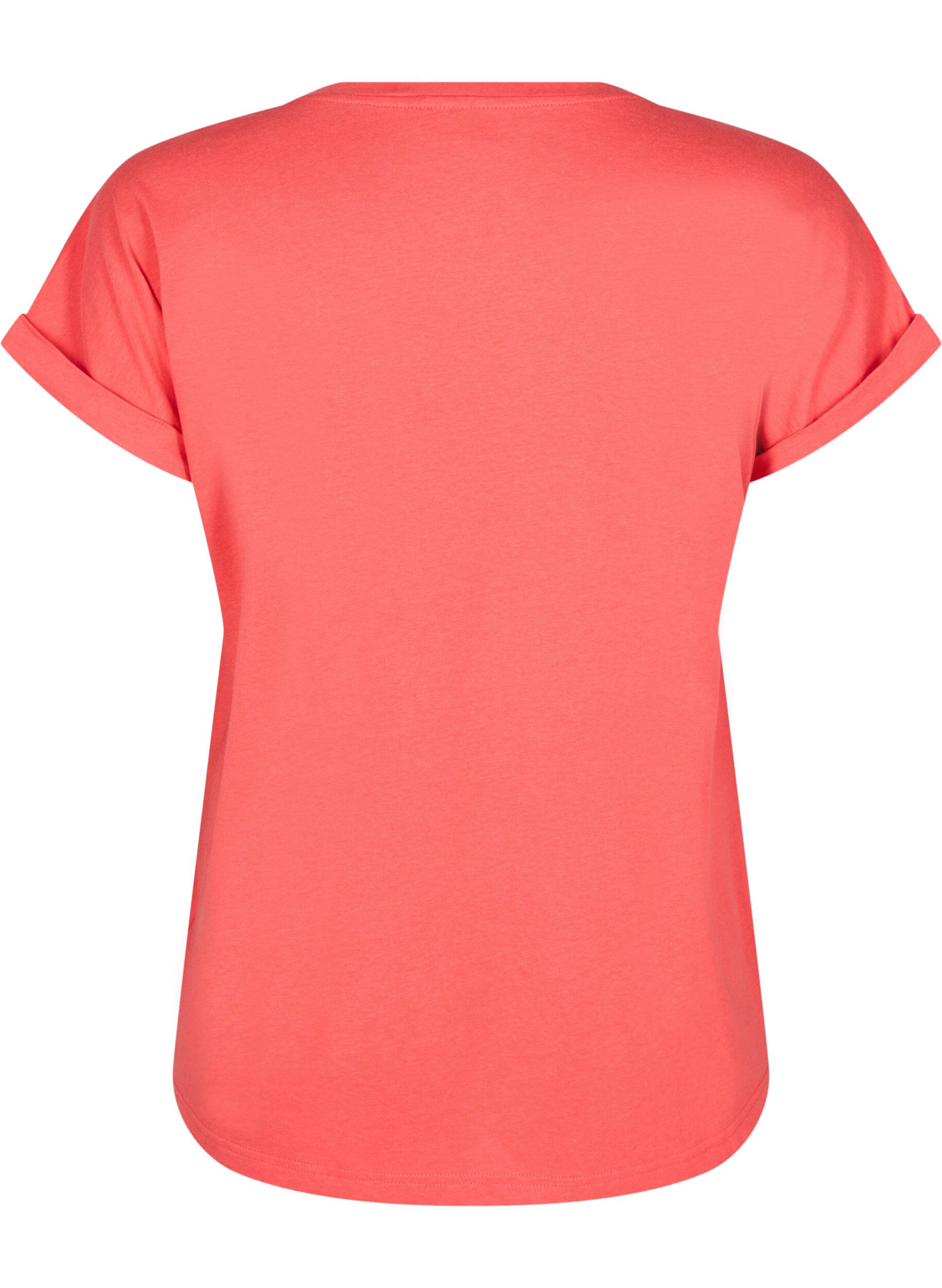 Zizzi T-shirt &agrave; manches courtes en m&eacute;lange de coton, Rouge, Packshot image number 1