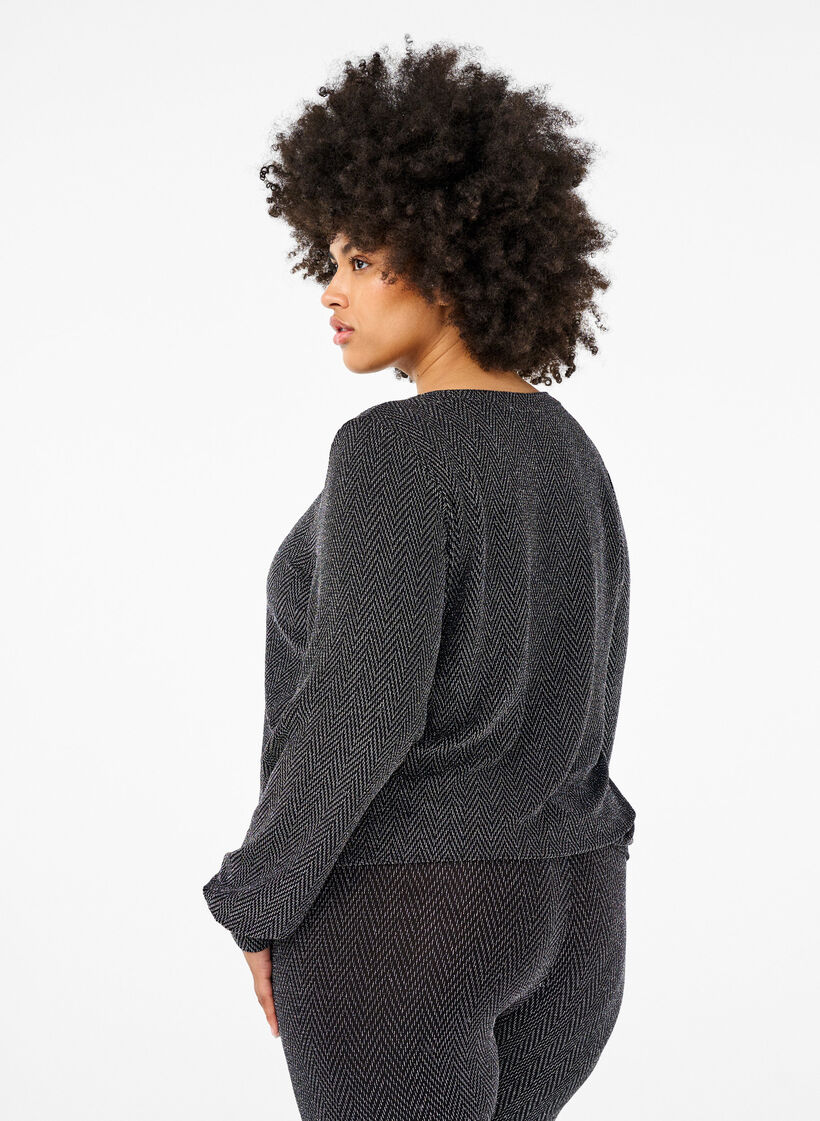 Chemisier avec motif scintillant, Silver ZigZagShimmer, Model image number 1