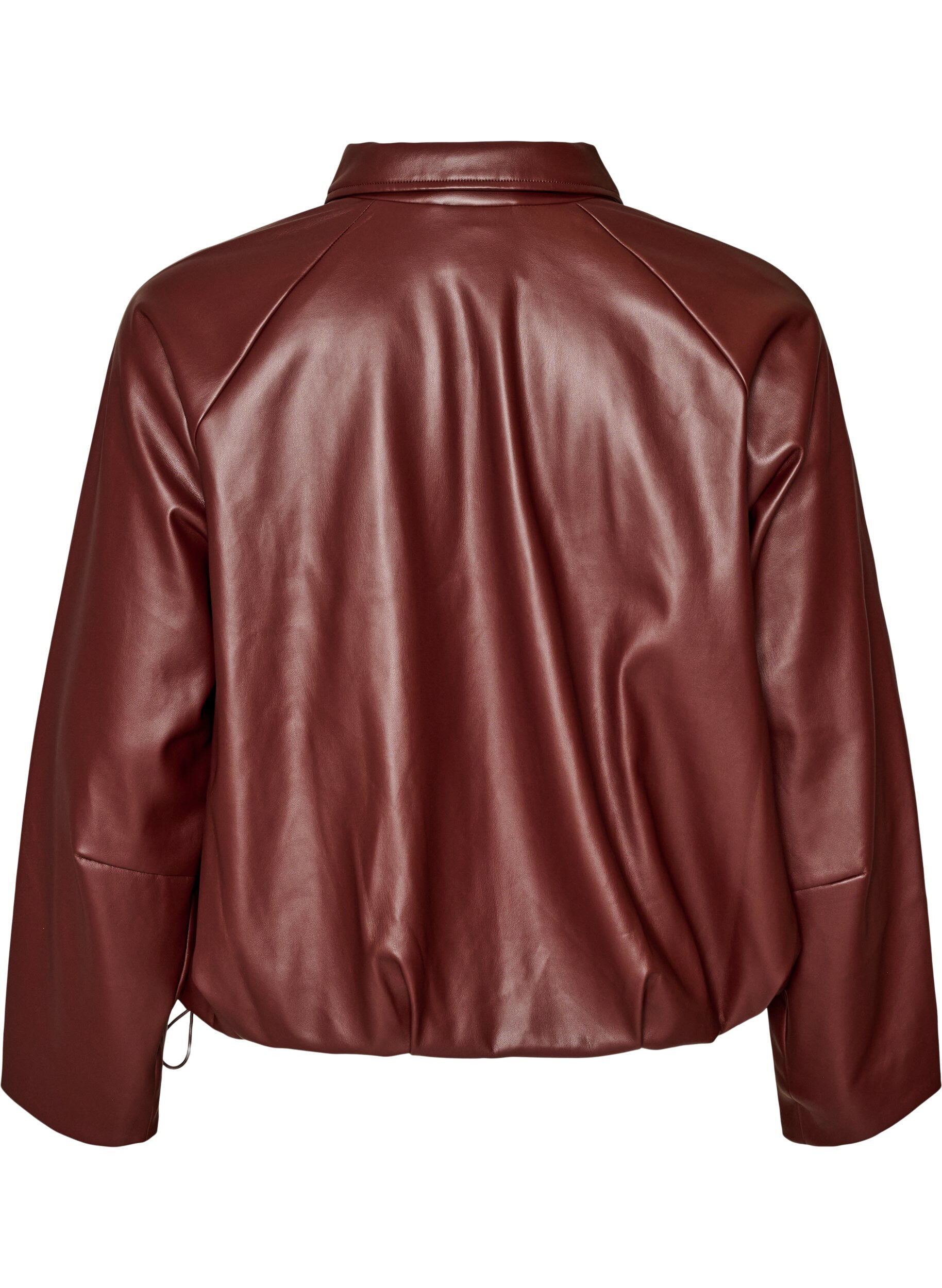 ZizziBomberjacke aus Kunstleder mit Tunnelzug am Saum, Braun, Packshot image number 1