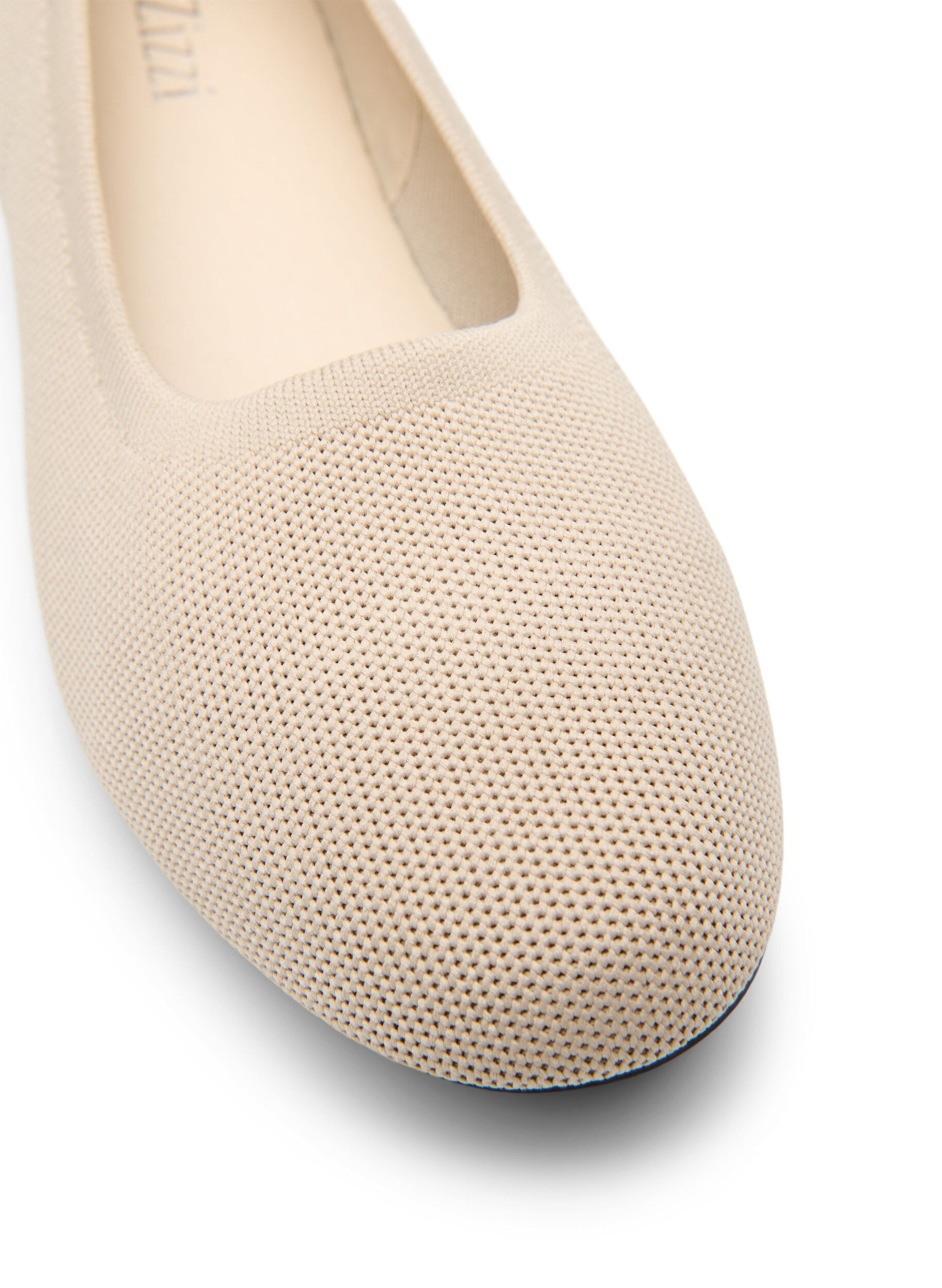 Zizzi Ballerines en tissu &agrave; texture fine, Beige, Packshot image number 3