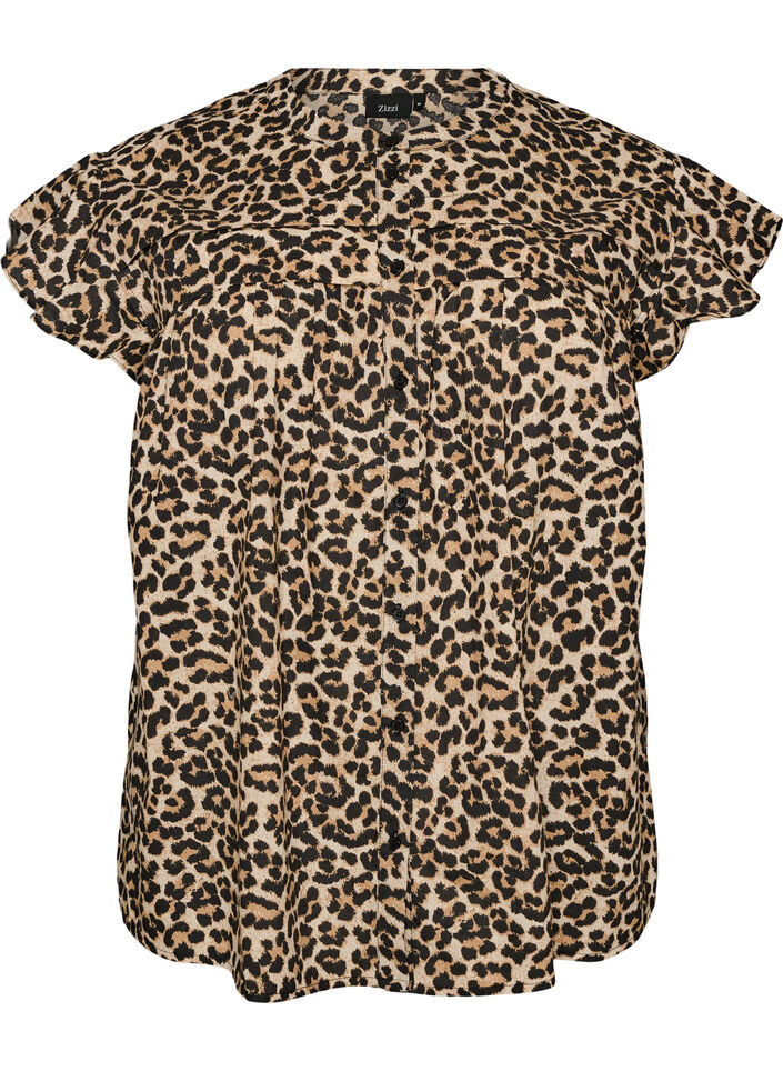 &Auml;rmellose Hemdbluse in A-Linie aus Baumwolle, Braun, Packshot image number 0