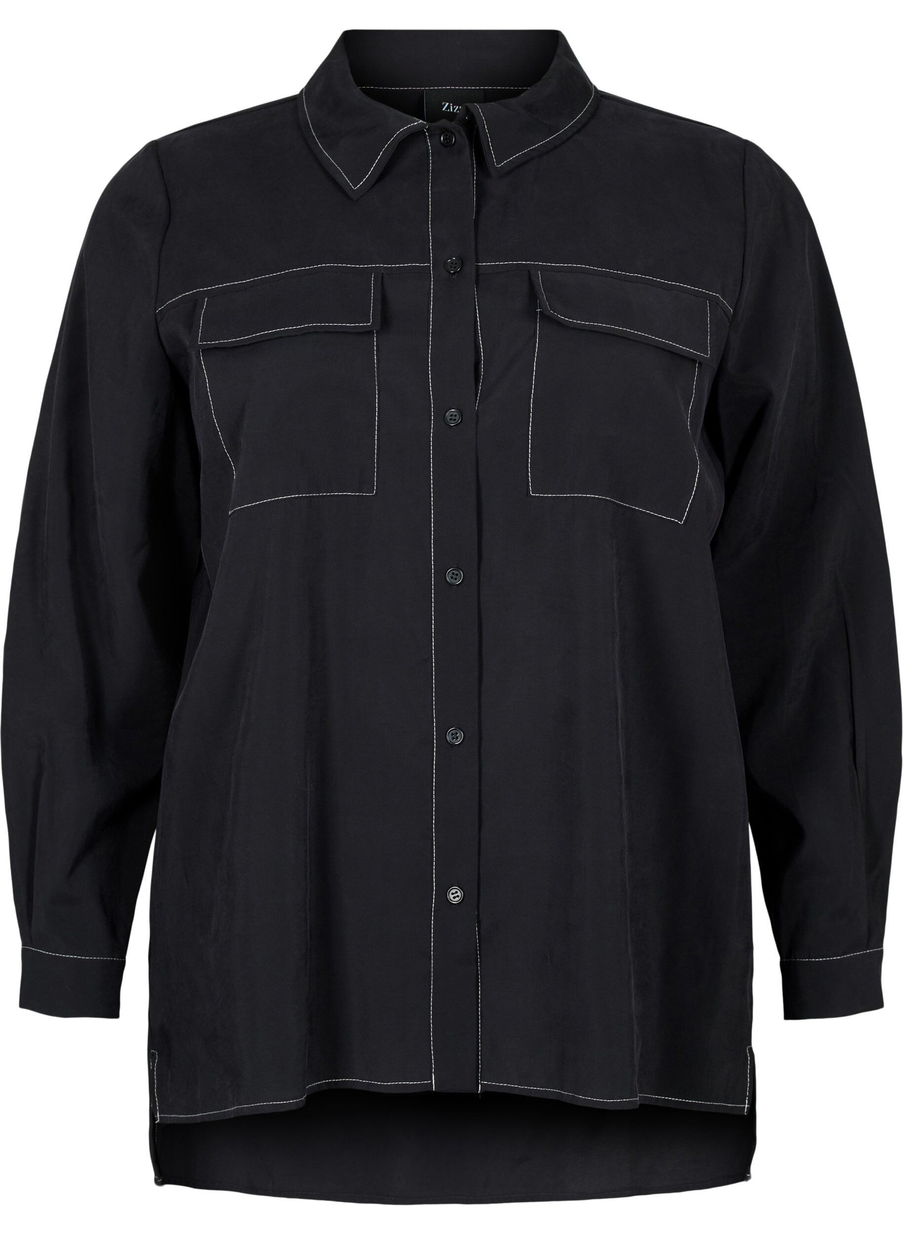 Zizzi Chemise avec coutures contrast&eacute;es, Black, Packshot image number 0