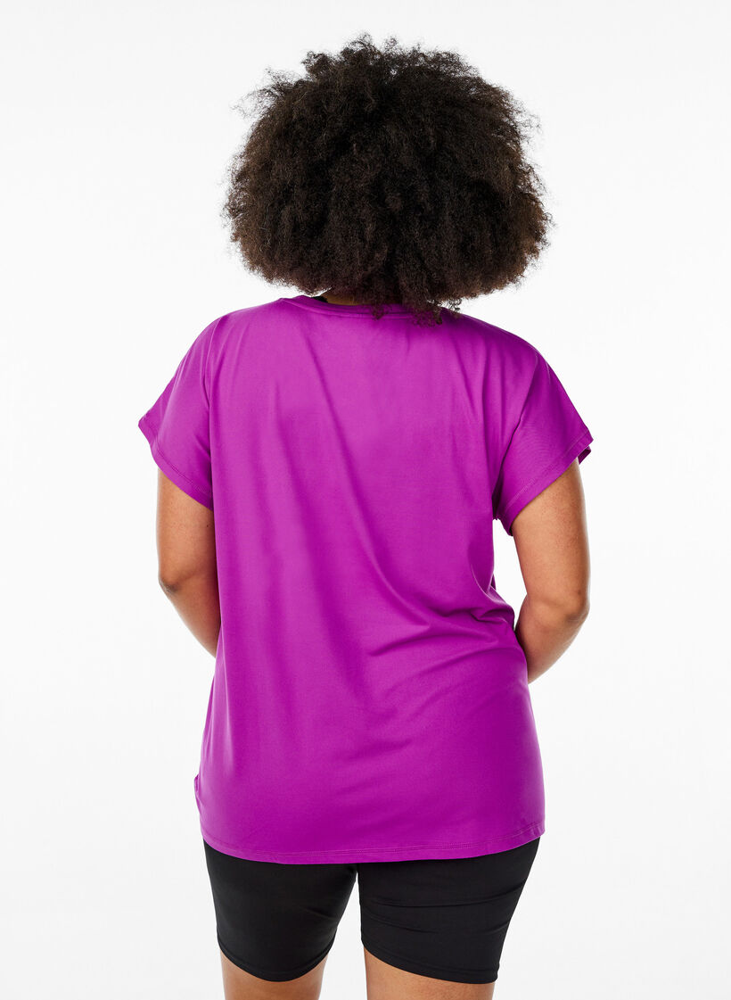 Einfarbiges Trainings-T-Shirt, Lila, Model image number 2
