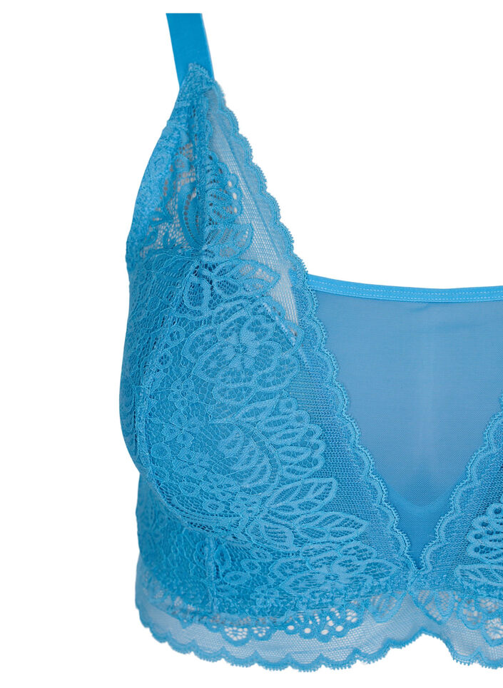 Soutien-gorge avec dentelle et rembourrage doux, Bleu, Packshot image number 2