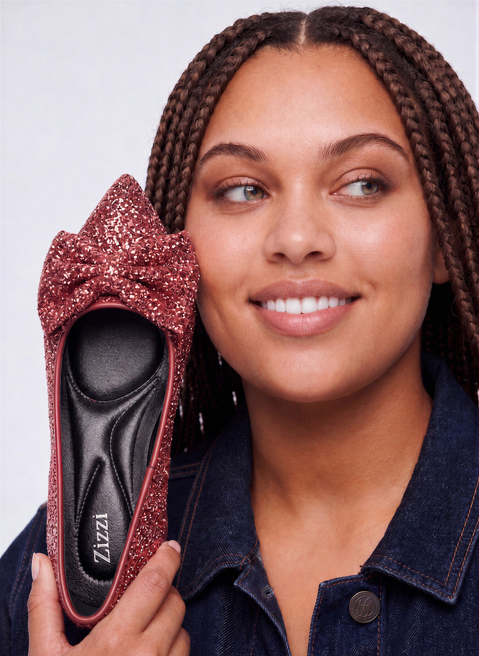 Extra Weite - Glitzer-Pumps mit Schleife