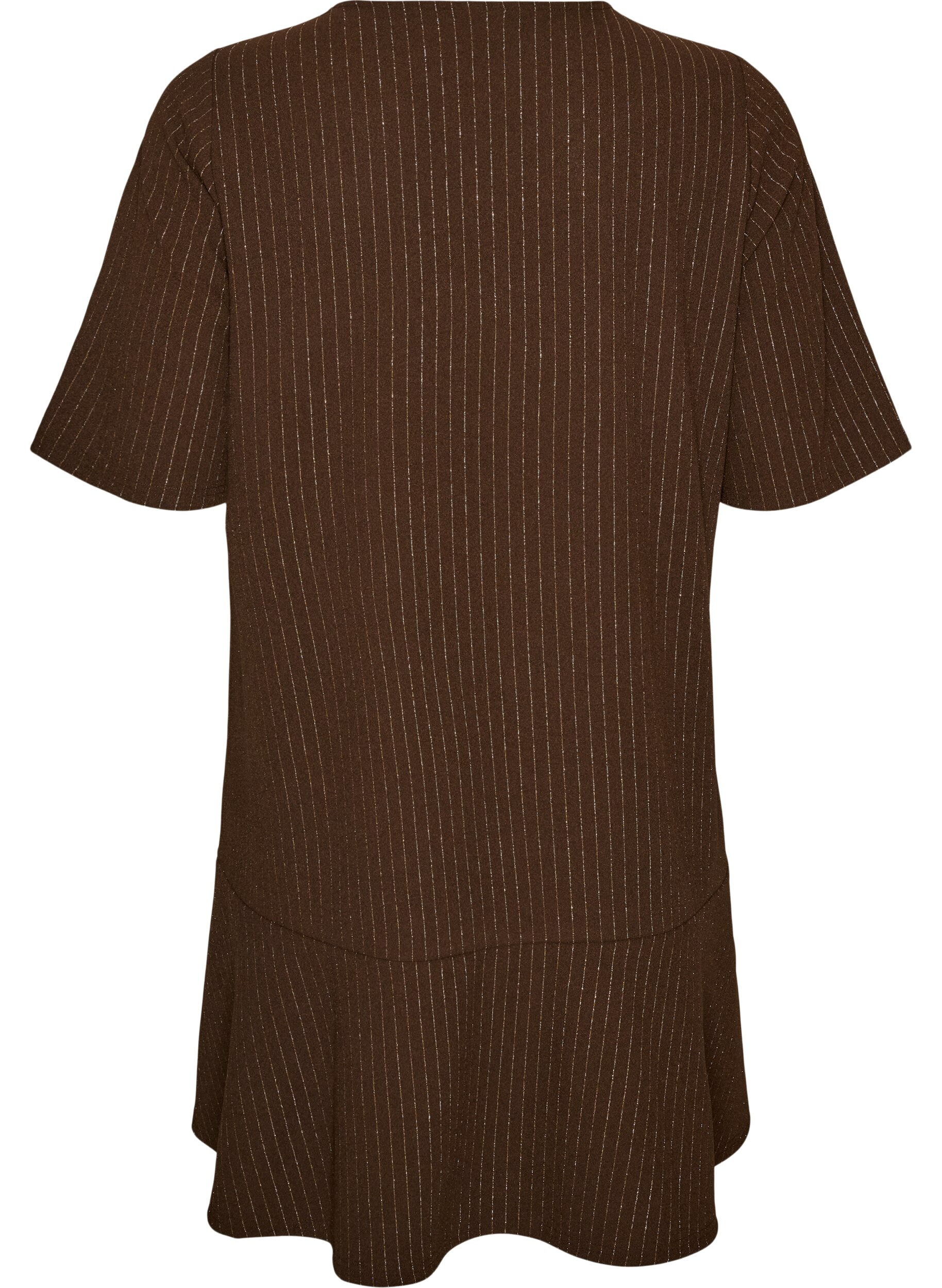 ZizziRobe courte coupe &eacute;vas&eacute;e avec des rayures paillet&eacute;es, Marron, Packshot image number 1