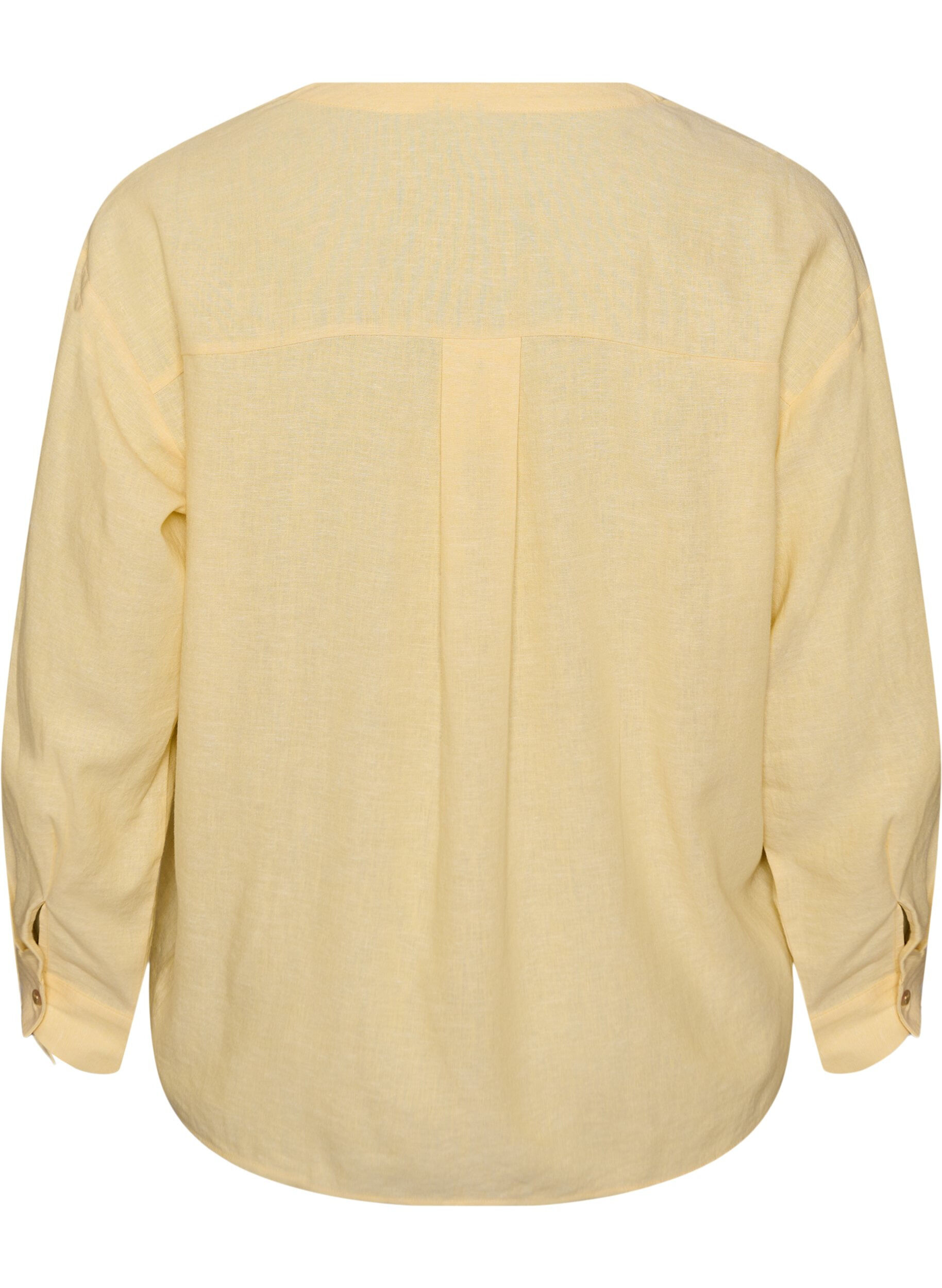 Zizzi Blouse en lin et viscose avec col en V, 1211, Packshot image number 1