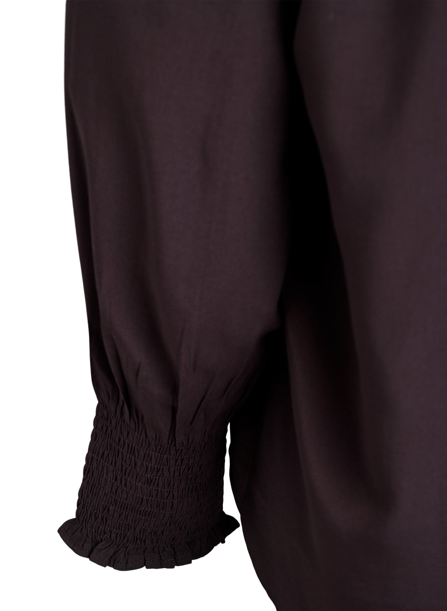 Zizzi Bluse mit R&uuml;schenkragen und Raffung, Braun, Packshot image number 3