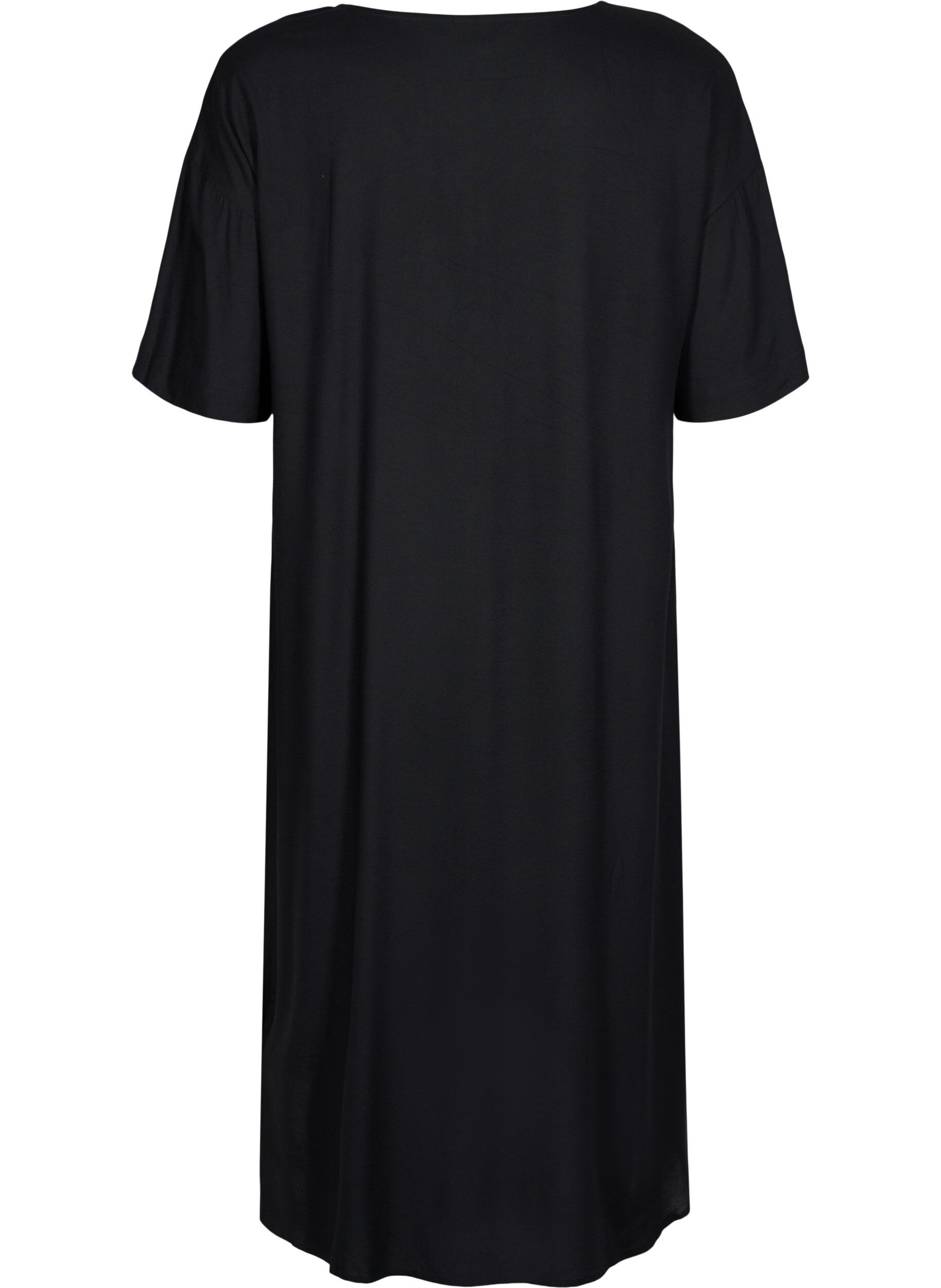 Zizzi Robe chemise &agrave; manches courtes en viscose, Black, Packshot image number 1