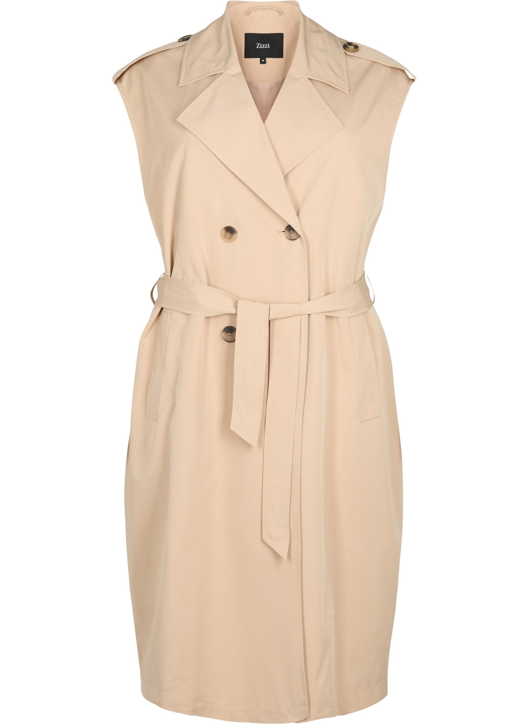 Zizzi Lange Weste mit G&uuml;rtel, Nomad, Packshot image number 0