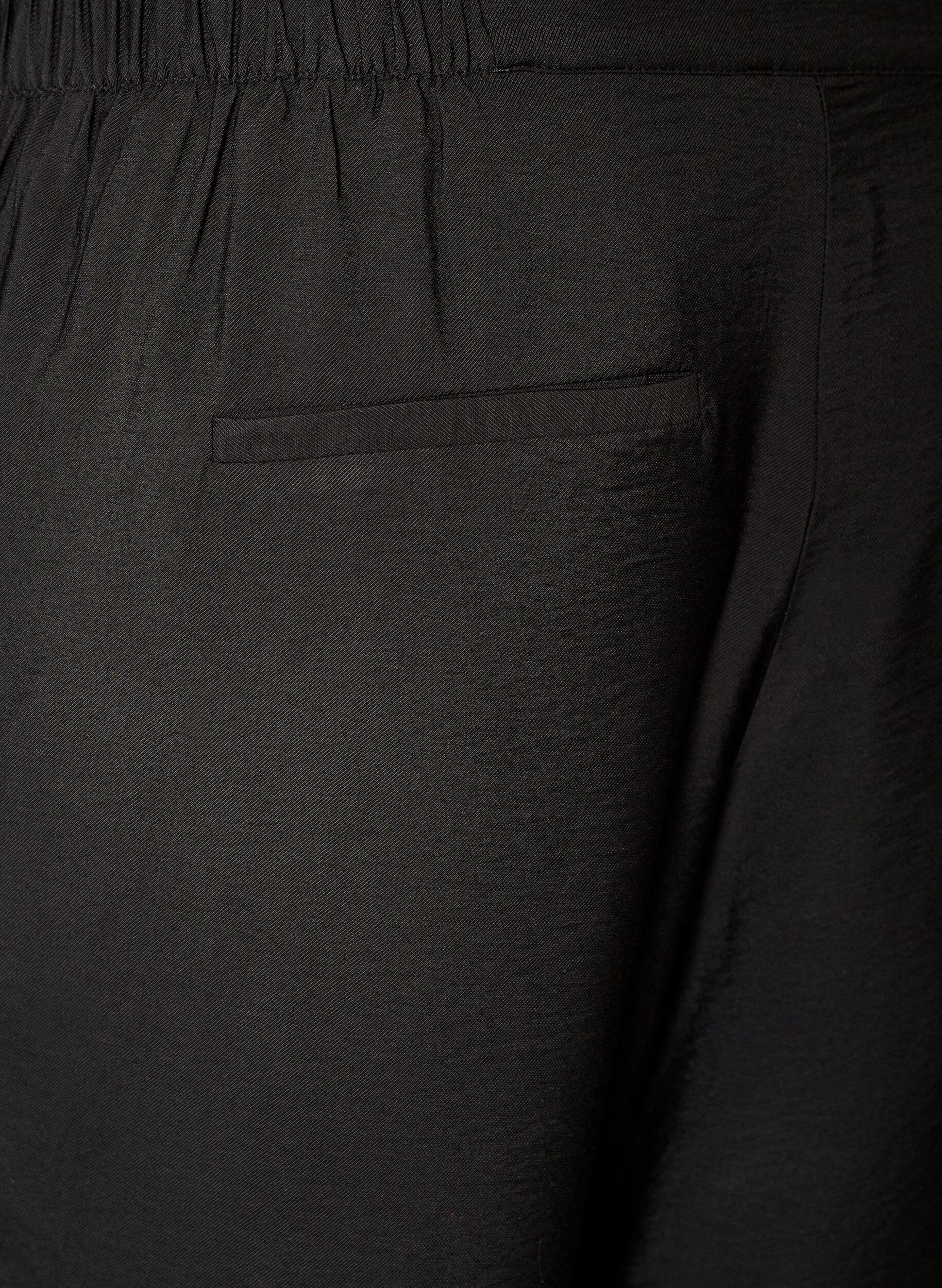 ZizziPantalon en viscose avec taille &eacute;lastiqu&eacute;e et jambes droites, Noir, Packshot image number 3