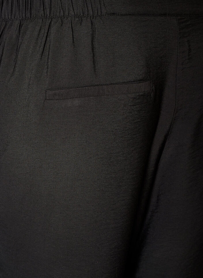 Pantalon en viscose avec taille &eacute;lastiqu&eacute;e et jambes droites, Noir, Packshot image number 3